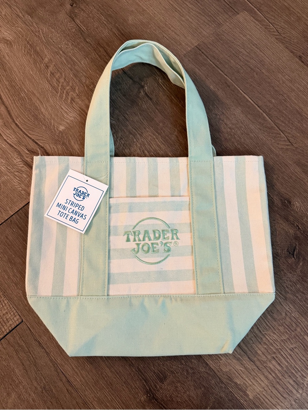 Mint Trader Joe’s Stripe Canvas Tote Bag
